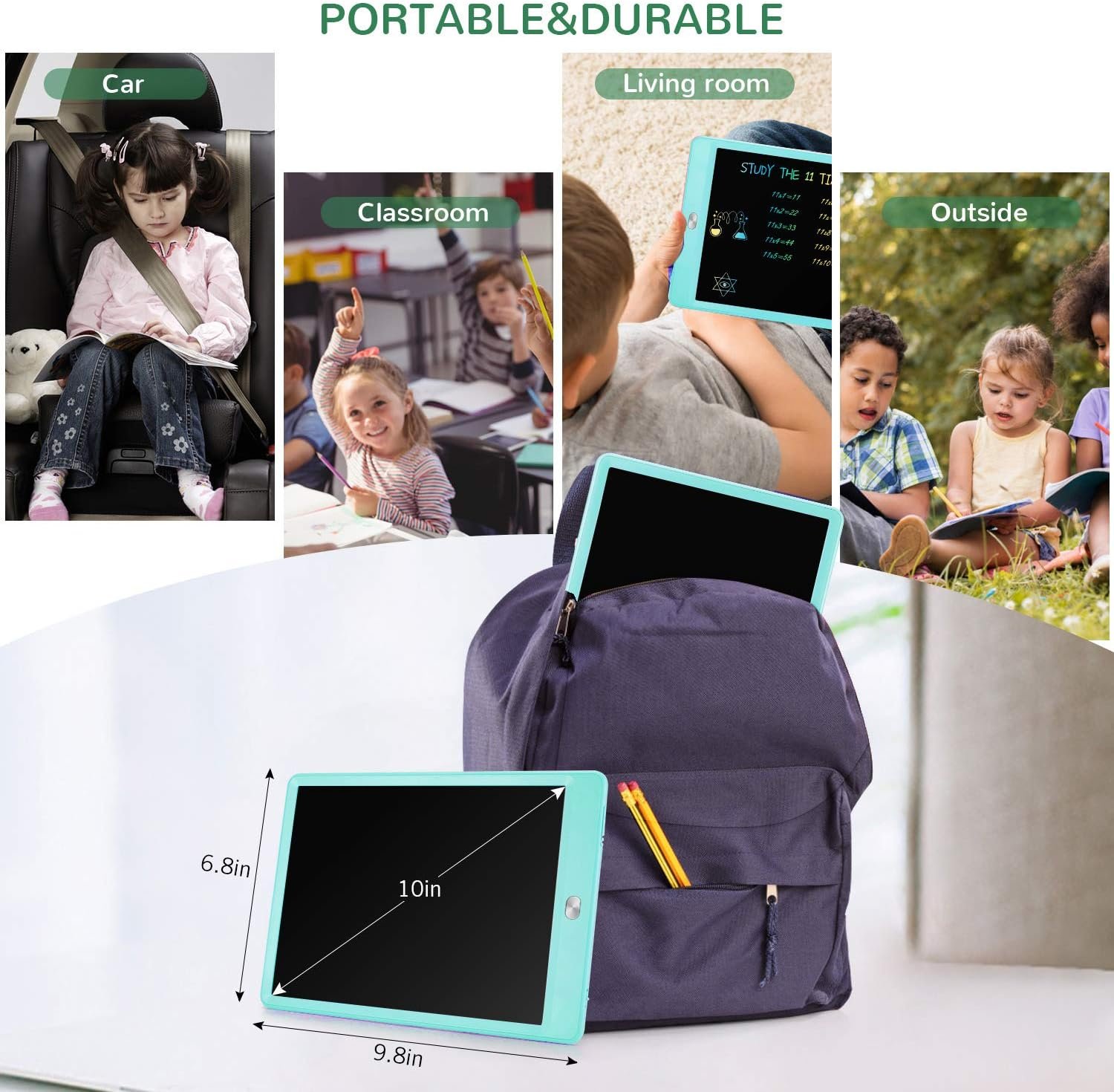 TEKFUN - Tablet de escritura con pantalla LCD, 10 pulgadas, tablet de dibujo con colores, juguetes de regalo para niñas y niños de 3 a 7 años (naranja) - Imagen 43