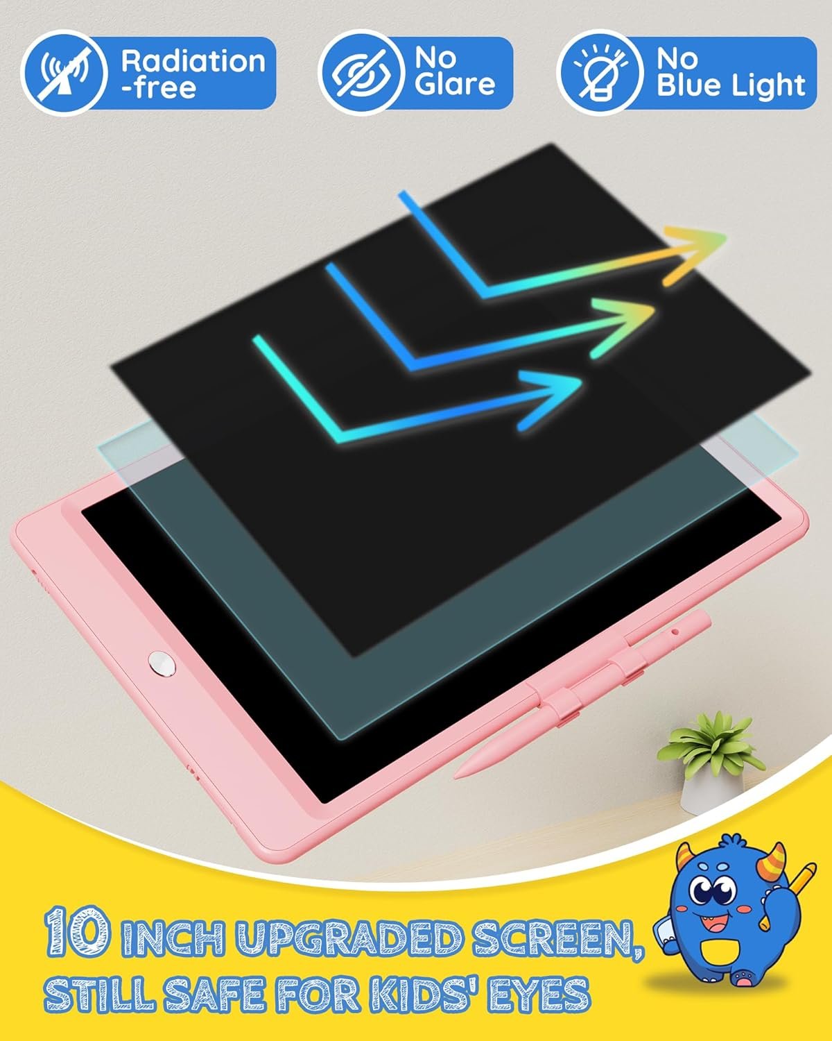 TEKFUN - Tablet de escritura con pantalla LCD, 10 pulgadas, tablet de dibujo con colores, juguetes de regalo para niñas y niños de 3 a 7 años (naranja) - Imagen 51