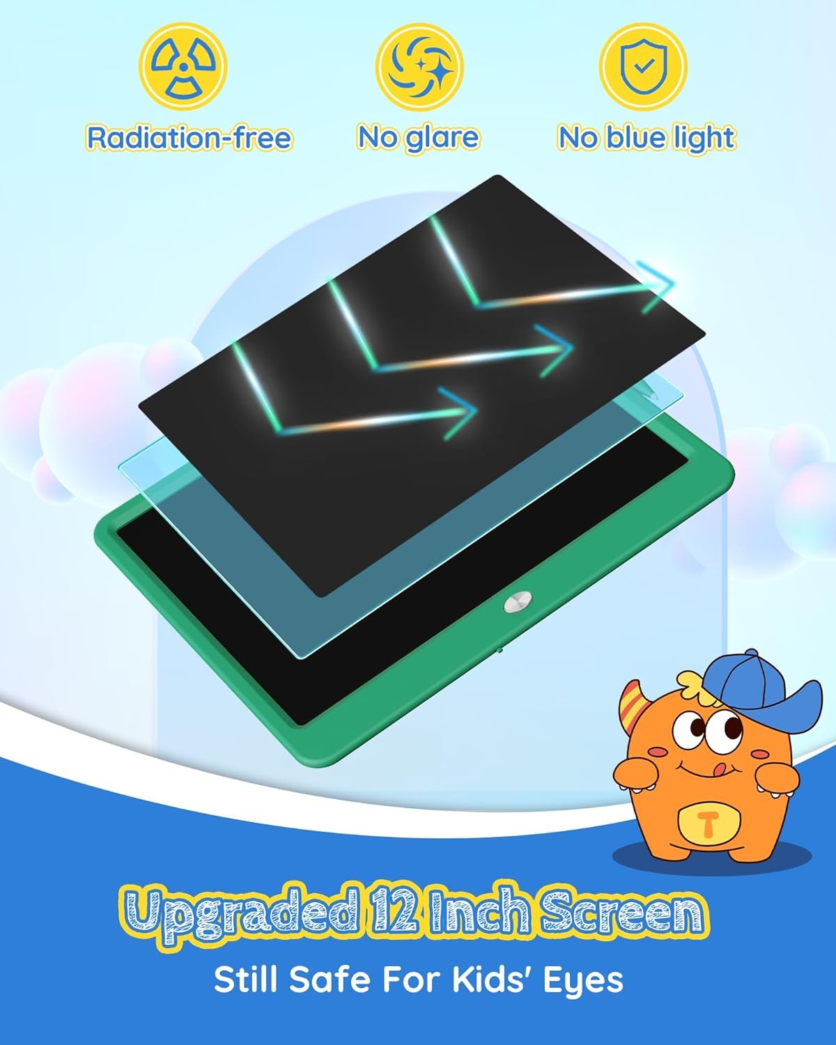 TEKFUN - Tablet de escritura con pantalla LCD, 10 pulgadas, tablet de dibujo con colores, juguetes de regalo para niñas y niños de 3 a 7 años (naranja) - Imagen 59