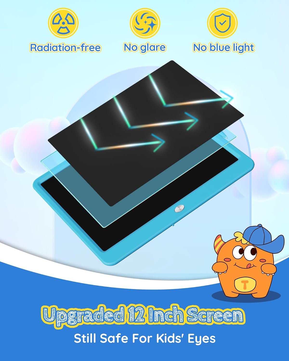 TEKFUN - Tablet de escritura con pantalla LCD, 10 pulgadas, tablet de dibujo con colores, juguetes de regalo para niñas y niños de 3 a 7 años (naranja) - Imagen 65