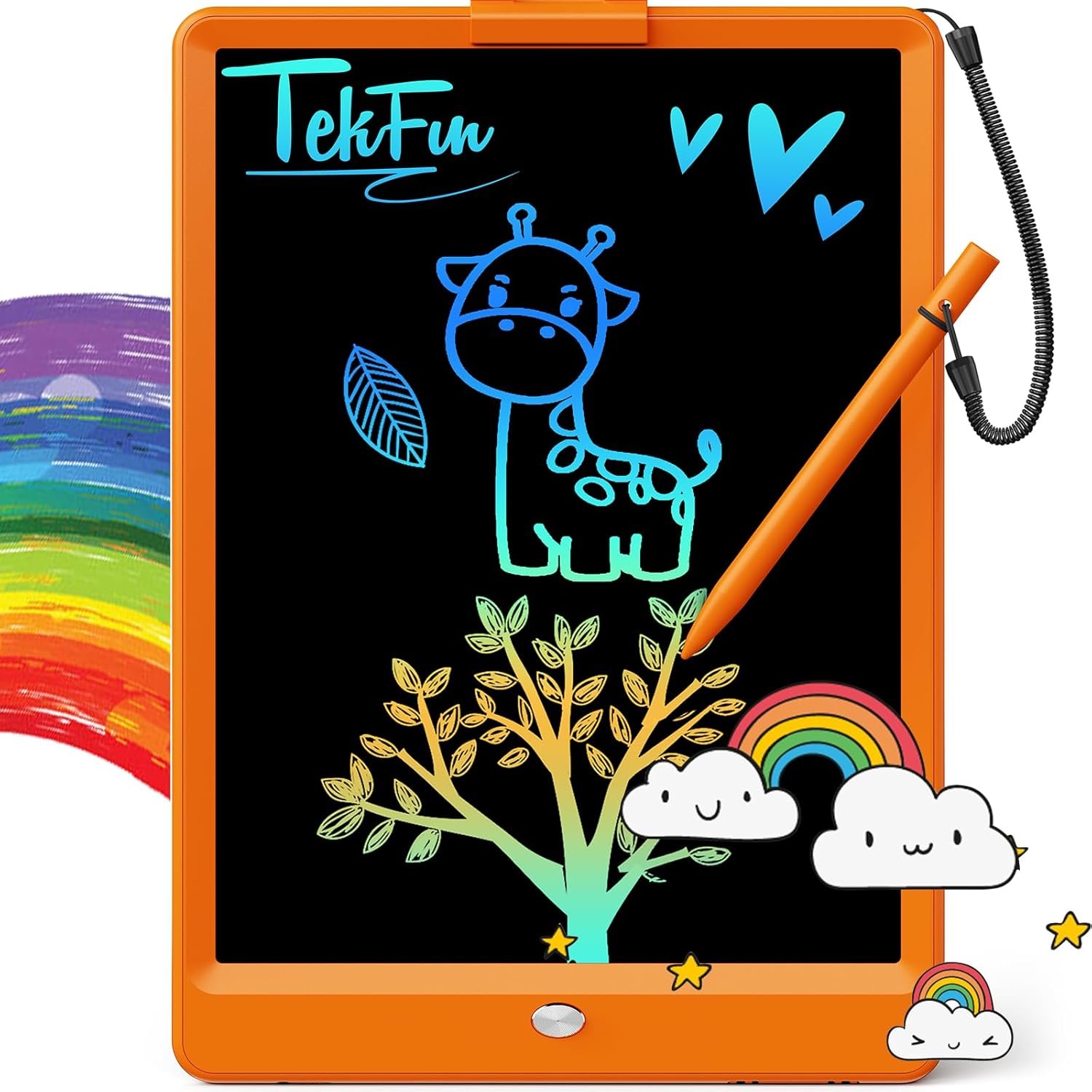 TEKFUN - Tablet de escritura con pantalla LCD, 10 pulgadas, tablet de dibujo con colores, juguetes de regalo para niñas y niños de 3 a 7 años (naranja) - Imagen 67