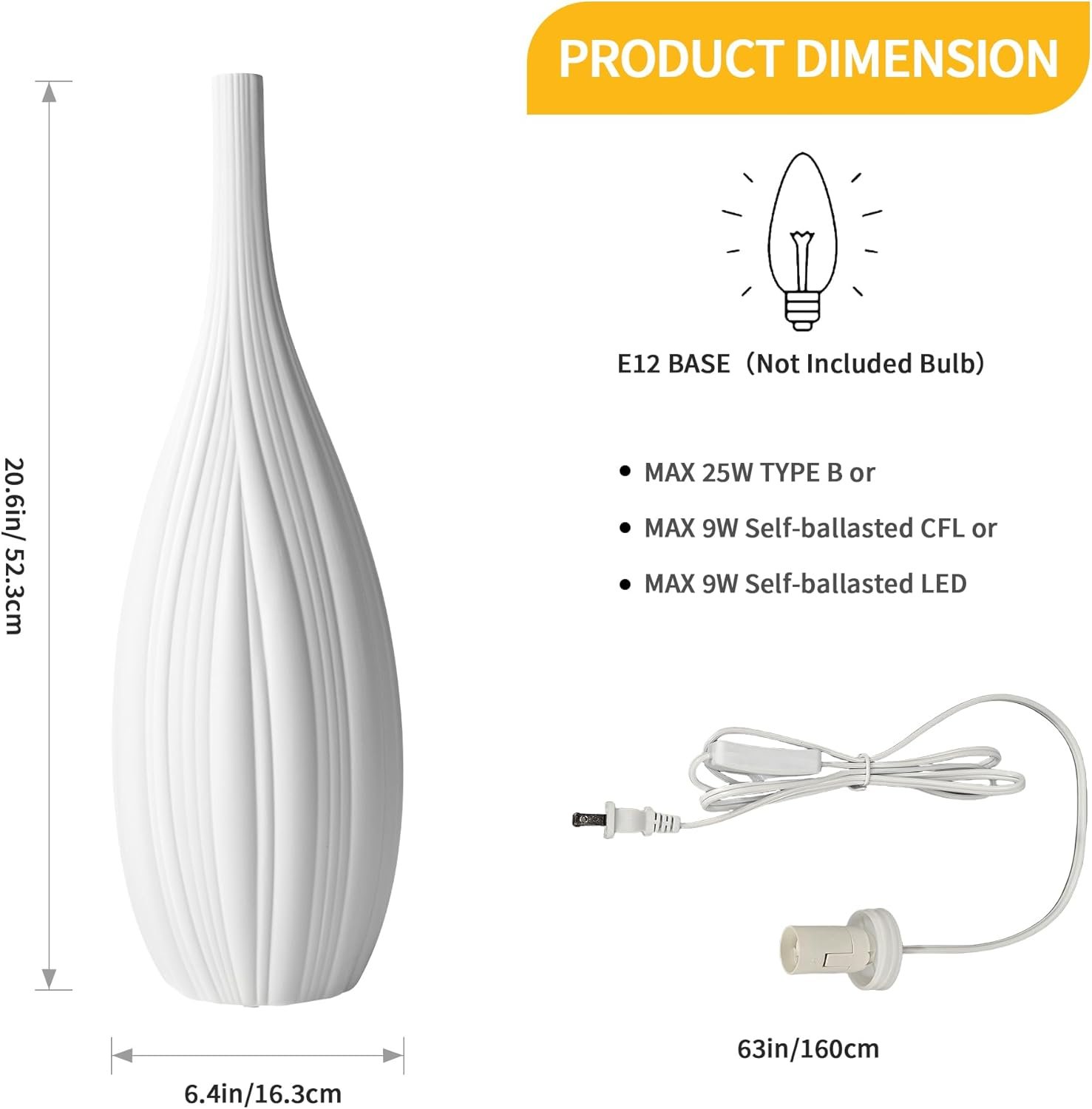 RONDURE Lámpara de mesa moderna de cerámica de 20.6 pulgadas, lámparas de noche modernas para dormitorio, sala de estar y mesita de noche, pantalla de cerámica translúcida blanca, iluminación - Imagen 5