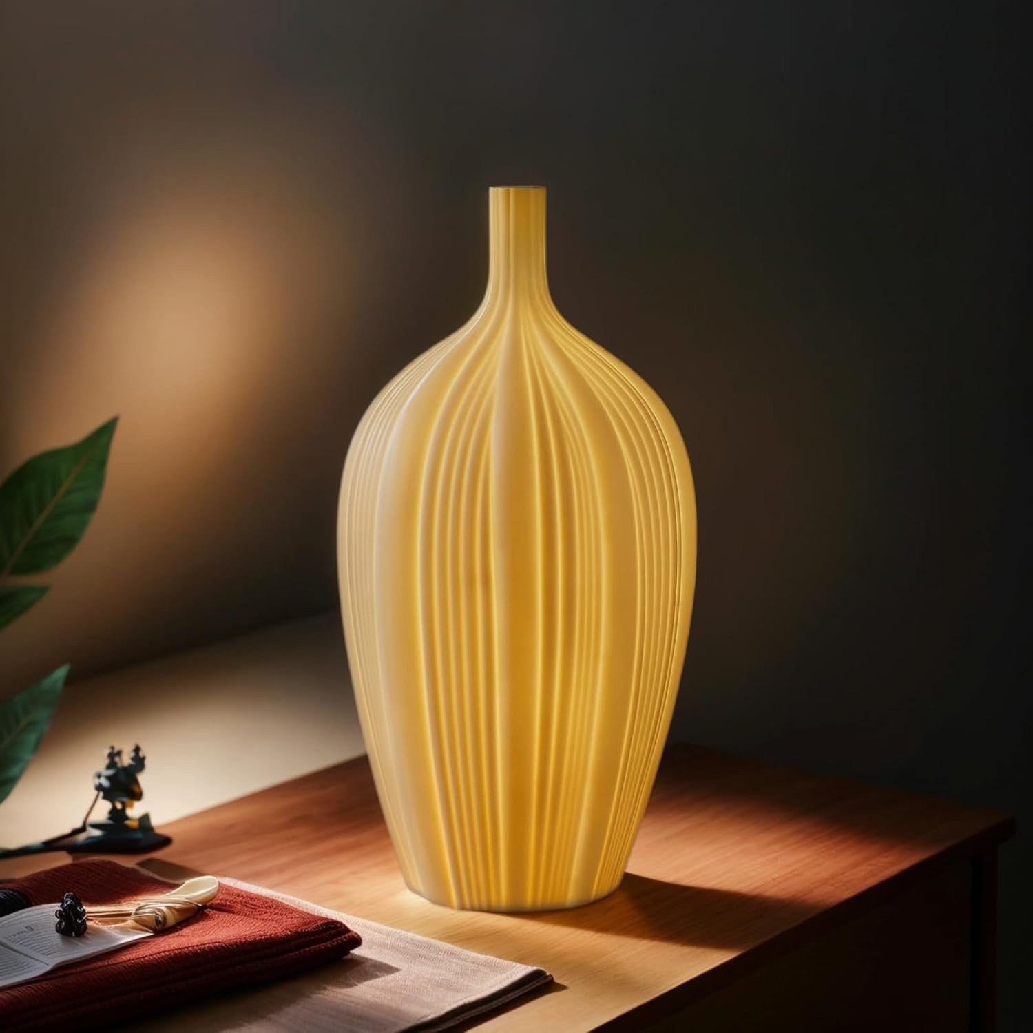 RONDURE Lámpara de mesa moderna de cerámica de 20.6 pulgadas, lámparas de noche modernas para dormitorio, sala de estar y mesita de noche, pantalla de cerámica translúcida blanca, iluminación - Imagen 13