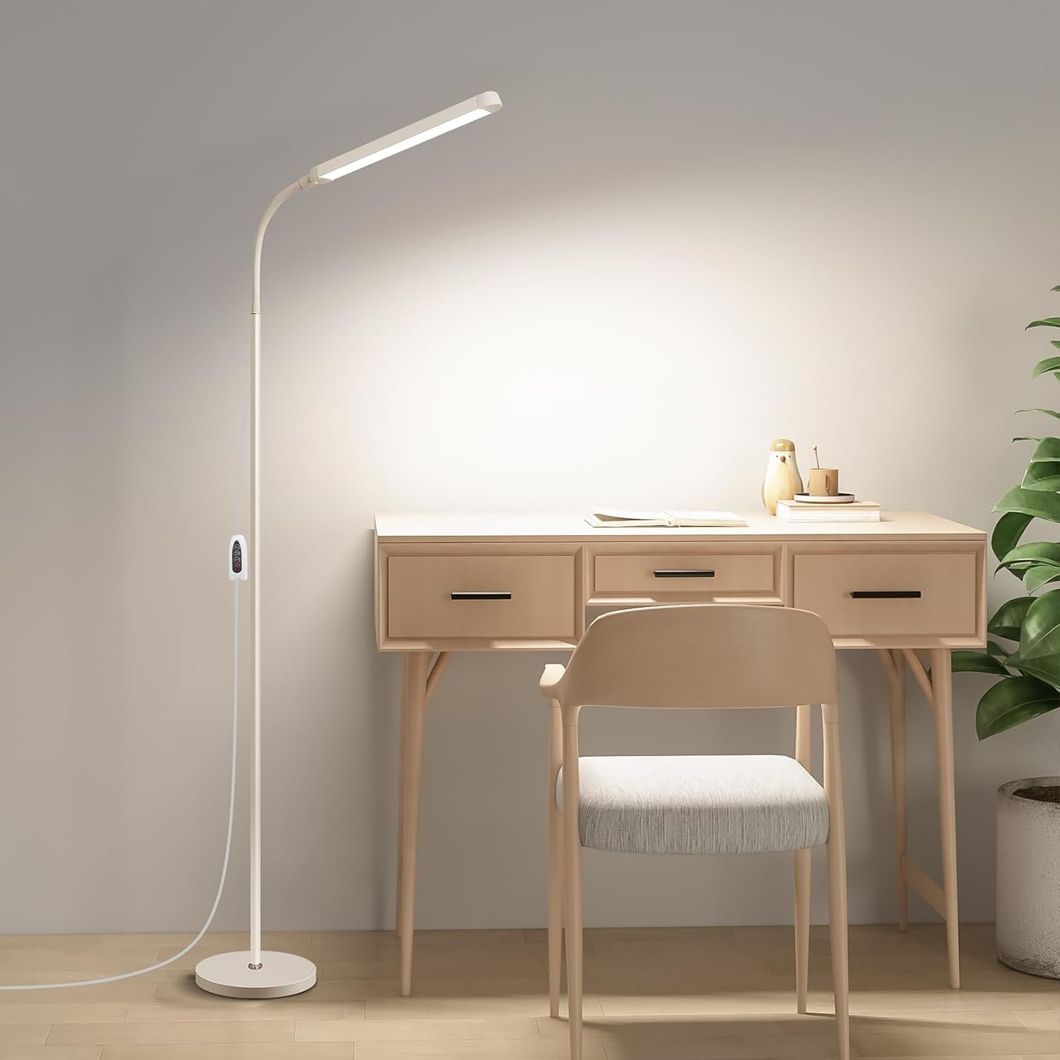 Moderna lámpara de pie LED para leer en negro, brillante luz de pie regulable de 12 W con cuello de cisne ajustable, 3 temperaturas de color, para esquina de sala de estar, oficina, sala de estudio - Imagen 9