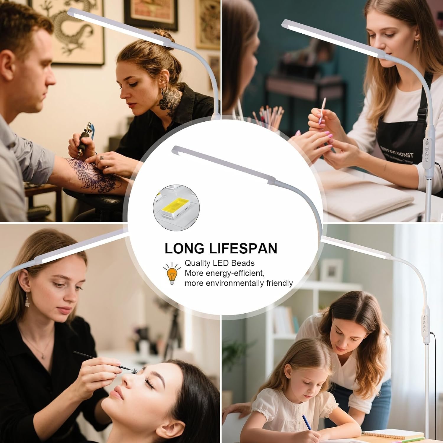Moderna lámpara de pie LED para leer en negro, brillante luz de pie regulable de 12 W con cuello de cisne ajustable, 3 temperaturas de color, para esquina de sala de estar, oficina, sala de estudio - Imagen 19