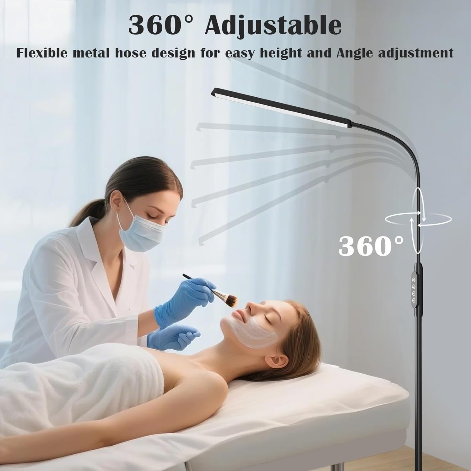 Moderna lámpara de pie LED para leer en negro, brillante luz de pie regulable de 12 W con cuello de cisne ajustable, 3 temperaturas de color, para esquina de sala de estar, oficina, sala de estudio - Imagen 30