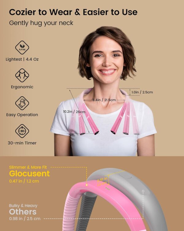Glocusent - Luz de lectura para el cuello, 3 colores, 6 niveles de brillo, brazos flexibles, recargable, larga duración, perfecta para leer en la cama, tejer, camping y reparación - Imagen 20