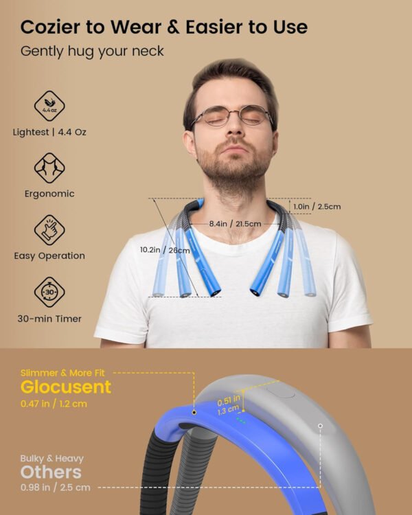Glocusent - Luz de lectura para el cuello, 3 colores, 6 niveles de brillo, brazos flexibles, recargable, larga duración, perfecta para leer en la cama, tejer, camping y reparación - Imagen 50