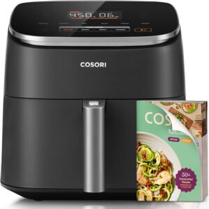 COSORI Freidora de aire 9 en 1, compacta y grande de 6 cuartos de galón, revestimiento de cerámica premium, calor preciso de 90 a 450 °F para resultados uniformes, hasta un 95% menos de aceite*, asar