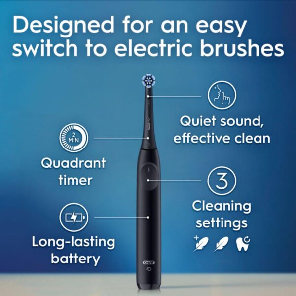 Oral-B iO Simple Clean - Cepillo de dientes eléctrico recargable con 1 cabezal de cepillo de cuidado suave y 1 funda de viaje negra, sensor de presión automático para proteger las encías, 3 modos - Imagen 2