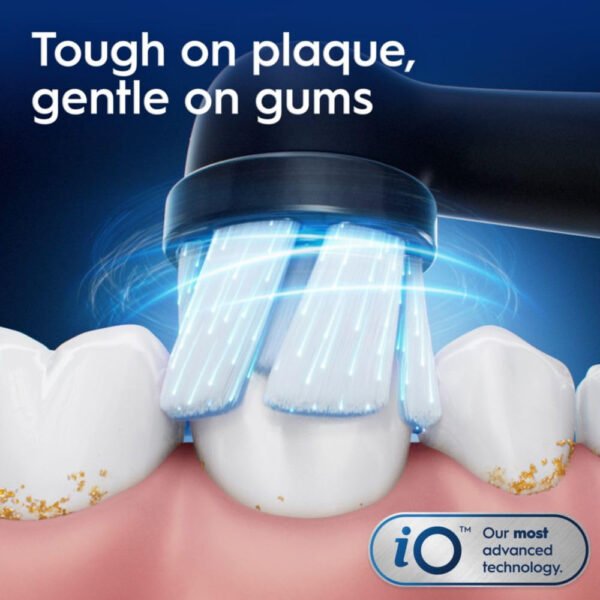 Oral-B iO Simple Clean - Cepillo de dientes eléctrico recargable con 1 cabezal de cepillo de cuidado suave y 1 funda de viaje negra, sensor de presión automático para proteger las encías, 3 modos - Imagen 4