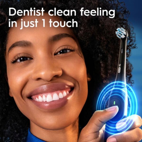 Oral-B iO Simple Clean - Cepillo de dientes eléctrico recargable con 1 cabezal de cepillo de cuidado suave y 1 funda de viaje negra, sensor de presión automático para proteger las encías, 3 modos - Imagen 5
