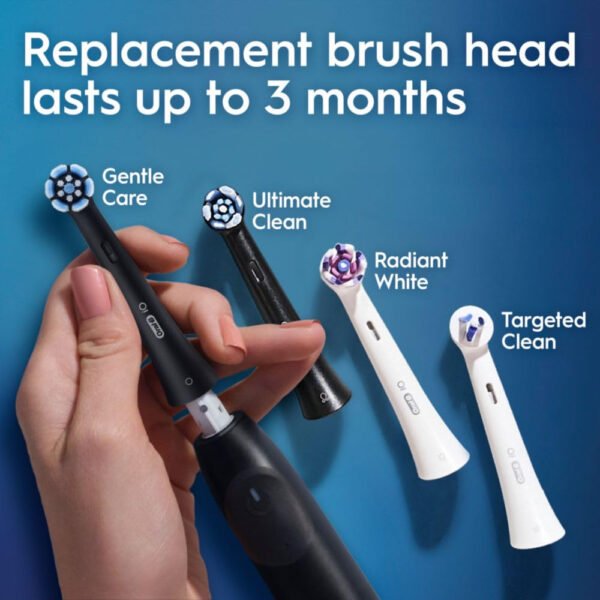 Oral-B iO Simple Clean - Cepillo de dientes eléctrico recargable con 1 cabezal de cepillo de cuidado suave y 1 funda de viaje negra, sensor de presión automático para proteger las encías, 3 modos - Imagen 9