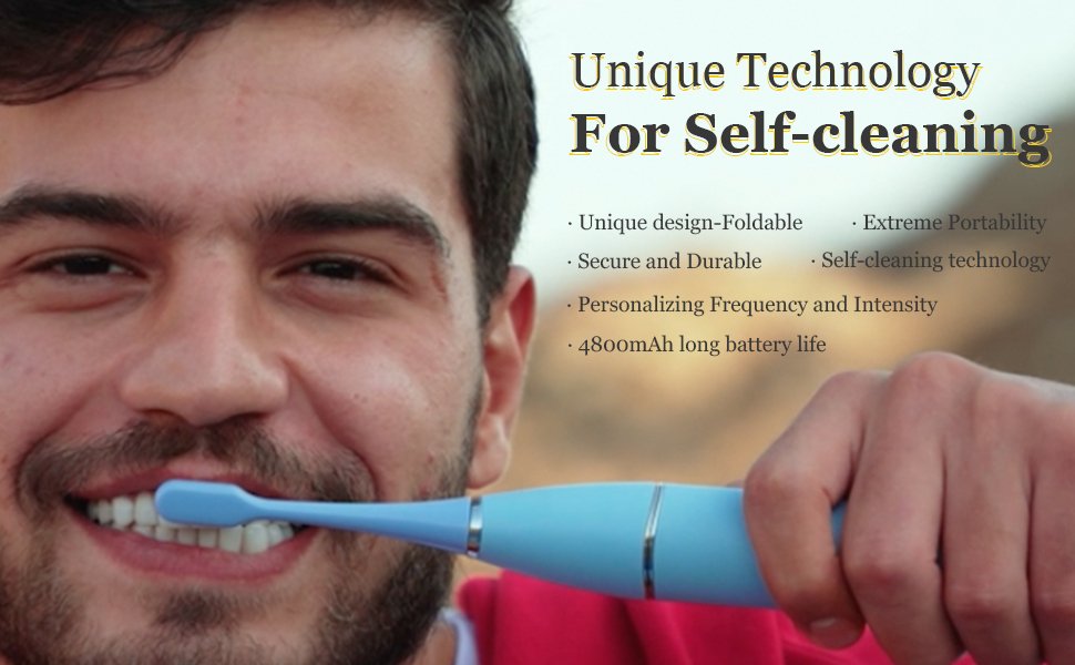  Cepillo de dientes eléctrico plegable portátil para adultos con esterilizador e inversor