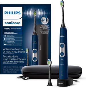 Philips Sonicare HX6877/21 ProtectiveClean 6100 Cepillo de dientes eléctrico recargable, Con funda de viaje de carga y cabezal de cepillo para polvo adicional., Azul marino