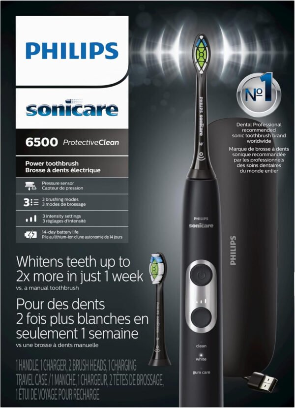 Philips Sonicare HX6877/21 ProtectiveClean 6100 Cepillo de dientes eléctrico recargable, Con funda de viaje de carga y cabezal de cepillo para polvo adicional., Azul marino - Imagen 16