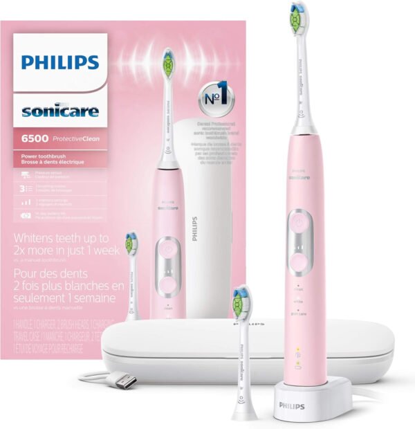 Philips Sonicare HX6877/21 ProtectiveClean 6100 Cepillo de dientes eléctrico recargable, Con funda de viaje de carga y cabezal de cepillo para polvo adicional., Azul marino - Imagen 21