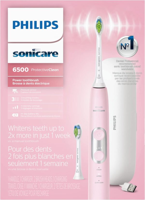 Philips Sonicare HX6877/21 ProtectiveClean 6100 Cepillo de dientes eléctrico recargable, Con funda de viaje de carga y cabezal de cepillo para polvo adicional., Azul marino - Imagen 24
