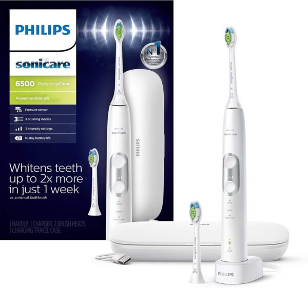 Philips Sonicare HX6877/21 ProtectiveClean 6100 Cepillo de dientes eléctrico recargable, Con funda de viaje de carga y cabezal de cepillo para polvo adicional., Azul marino - Imagen 30