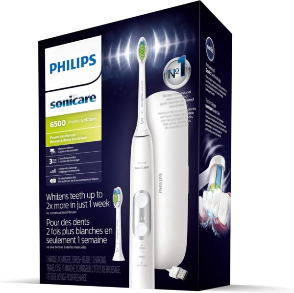 Philips Sonicare HX6877/21 ProtectiveClean 6100 Cepillo de dientes eléctrico recargable, Con funda de viaje de carga y cabezal de cepillo para polvo adicional., Azul marino - Imagen 37