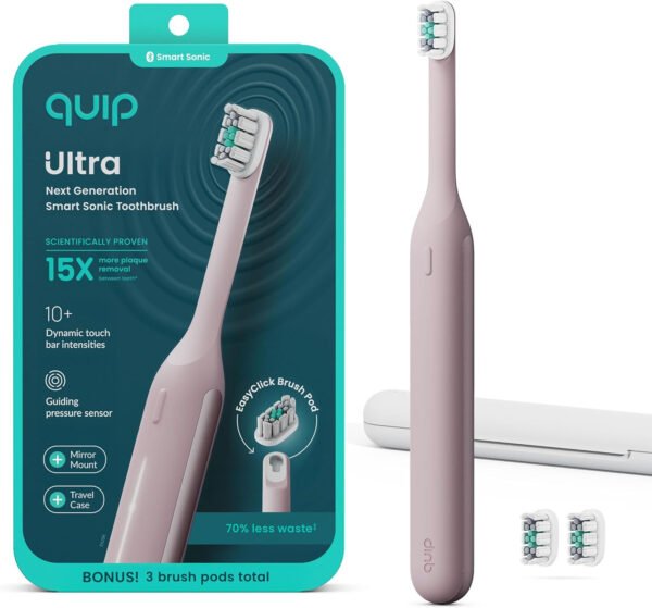 Quip Ultra Next Generation Smart Sonic - Cepillo de dientes eléctrico cronometrado para adultos, cabezal de cepillo reemplazable, cerdas suaves, mango de silicona, duración de la batería de 30 días - Imagen 28
