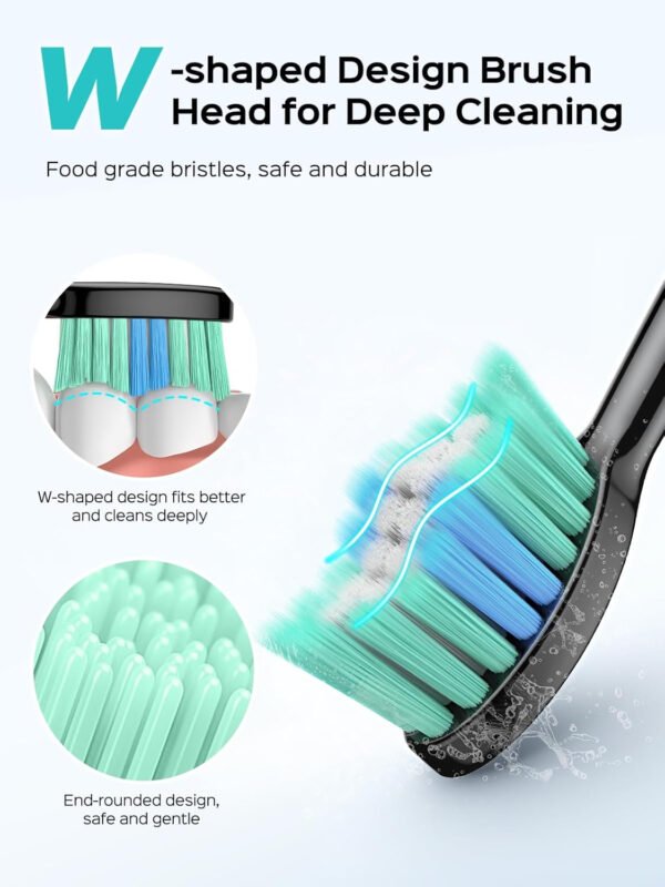 COSLUS Cepillo de dientes eléctrico Sonic para adultos: 47000 VPM para limpieza profunda y blanqueamiento con estuche de viaje - 5 modos para dientes sensibles y aparatos ortopédicos, carga - Imagen 3