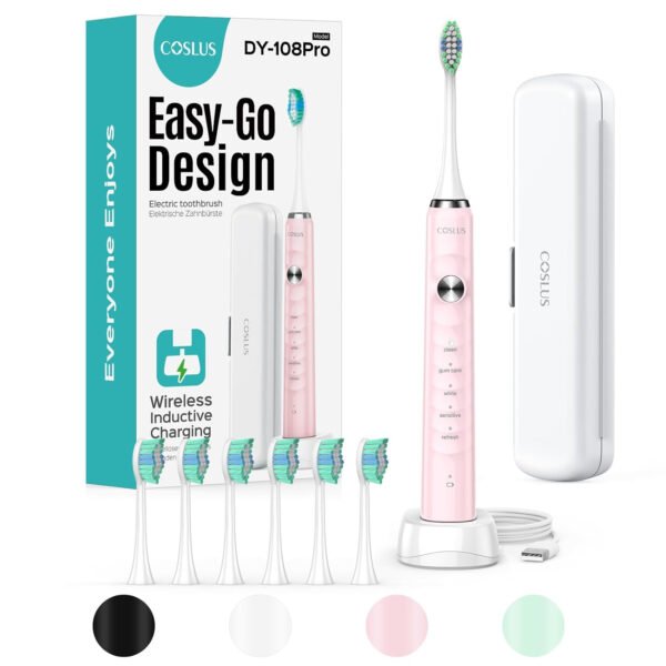 COSLUS Cepillo de dientes eléctrico Sonic para adultos: 47000 VPM para limpieza profunda y blanqueamiento con estuche de viaje - 5 modos para dientes sensibles y aparatos ortopédicos, carga - Imagen 16