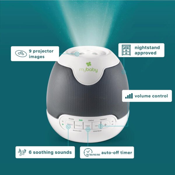 Sonidos y proyector SoundSpa Lullaby de myBaby. Reproduce 6 sonidos y nanas, funciona con proyector de imágenes, temporizador de auto apagado perfecto para la siesta. Operado por adaptador. MYB-S305 - Imagen 4