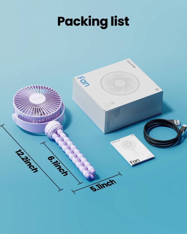 Gaiatop Mini ventilador portátil para cochecito, funciona con pilas, pequeño clip, desmontable de 3 velocidades recargable, gira 360°, trípode flexible de mejor refrigeración para asiento de - Imagen 10