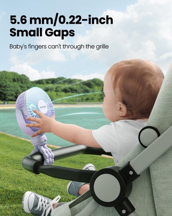 Gaiatop Mini ventilador portátil para cochecito, funciona con pilas, pequeño clip, desmontable de 3 velocidades recargable, gira 360°, trípode flexible de mejor refrigeración para asiento de - Imagen 11
