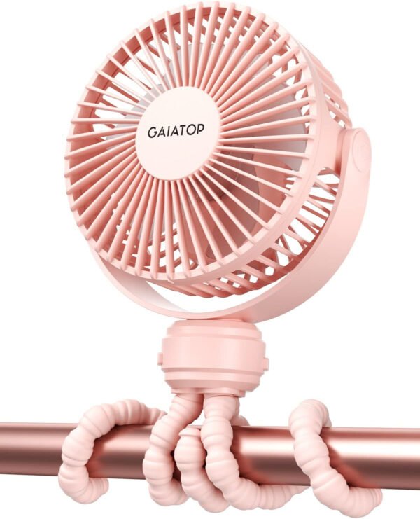 Gaiatop Mini ventilador portátil para cochecito, funciona con pilas, pequeño clip, desmontable de 3 velocidades recargable, gira 360°, trípode flexible de mejor refrigeración para asiento de - Imagen 16