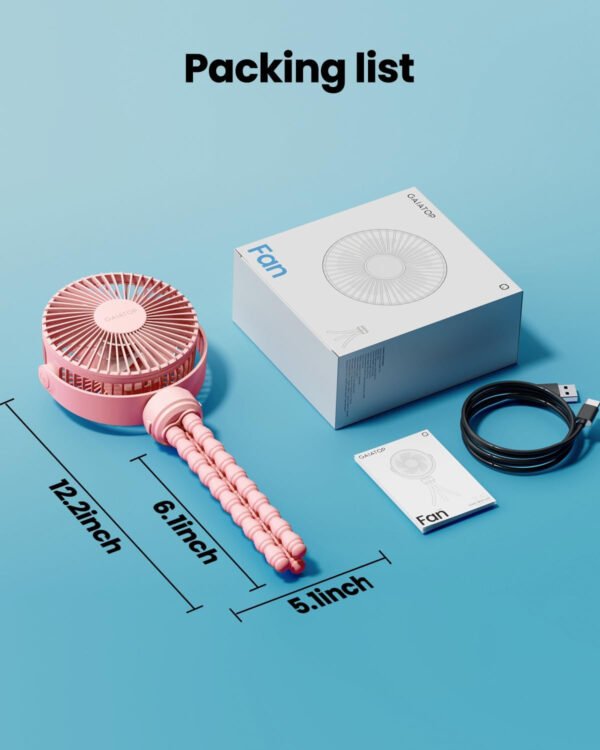 Gaiatop Mini ventilador portátil para cochecito, funciona con pilas, pequeño clip, desmontable de 3 velocidades recargable, gira 360°, trípode flexible de mejor refrigeración para asiento de - Imagen 17