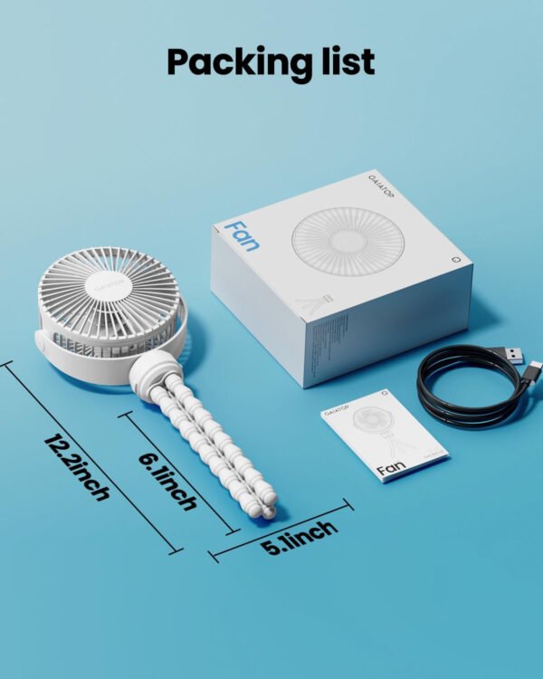 Gaiatop Mini ventilador portátil para cochecito, funciona con pilas, pequeño clip, desmontable de 3 velocidades recargable, gira 360°, trípode flexible de mejor refrigeración para asiento de - Imagen 24