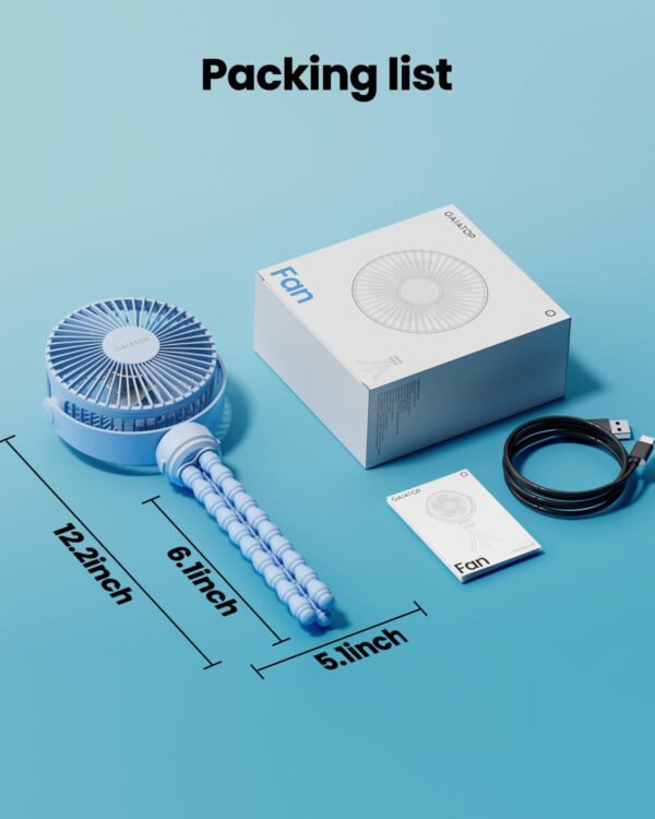 Gaiatop Mini ventilador portátil para cochecito, funciona con pilas, pequeño clip, desmontable de 3 velocidades recargable, gira 360°, trípode flexible de mejor refrigeración para asiento de - Imagen 31