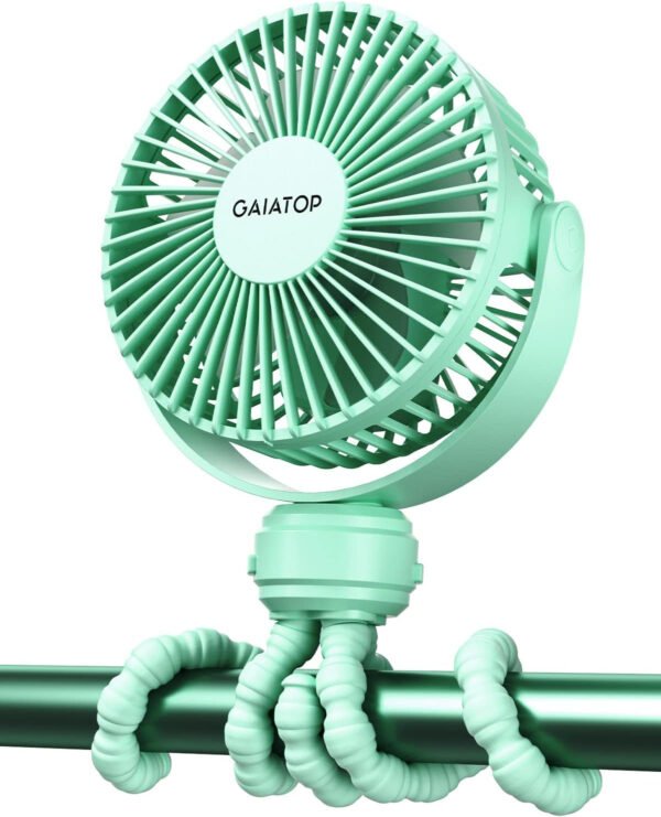 Gaiatop Mini ventilador portátil para cochecito, funciona con pilas, pequeño clip, desmontable de 3 velocidades recargable, gira 360°, trípode flexible de mejor refrigeración para asiento de - Imagen 37