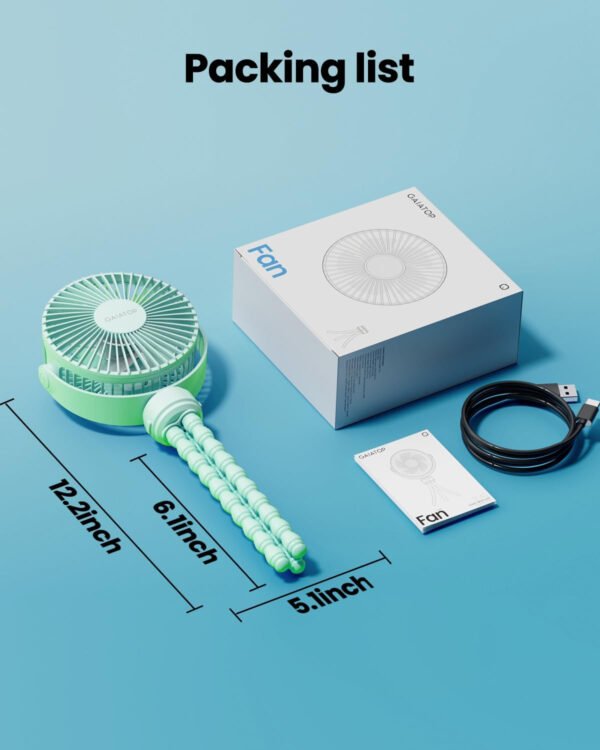 Gaiatop Mini ventilador portátil para cochecito, funciona con pilas, pequeño clip, desmontable de 3 velocidades recargable, gira 360°, trípode flexible de mejor refrigeración para asiento de - Imagen 38