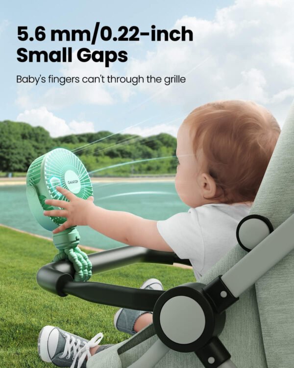 Gaiatop Mini ventilador portátil para cochecito, funciona con pilas, pequeño clip, desmontable de 3 velocidades recargable, gira 360°, trípode flexible de mejor refrigeración para asiento de - Imagen 39