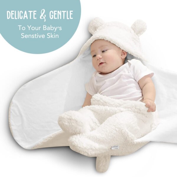 Manta de envoltura de bebé, peluche ultrasuave esencial para bebés de 0-6 meses, envoltura blanca para recibir al bebé, ideal como accesorio de bebé y para la mesa de regalos del recién nacido, regalo perfecto para baby shower - Imagen 3