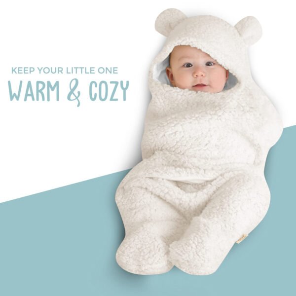 Manta de envoltura de bebé, peluche ultrasuave esencial para bebés de 0-6 meses, envoltura blanca para recibir al bebé, ideal como accesorio de bebé y para la mesa de regalos del recién nacido, regalo perfecto para baby shower - Imagen 9