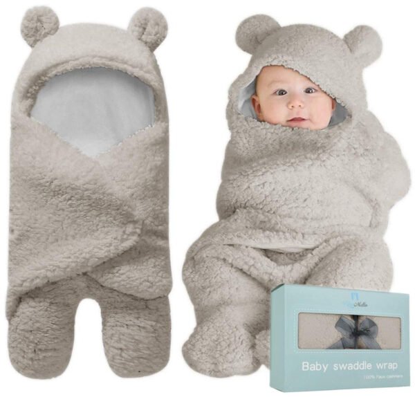Manta de envoltura de bebé, peluche ultrasuave esencial para bebés de 0-6 meses, envoltura blanca para recibir al bebé, ideal como accesorio de bebé y para la mesa de regalos del recién nacido, regalo perfecto para baby shower - Imagen 10