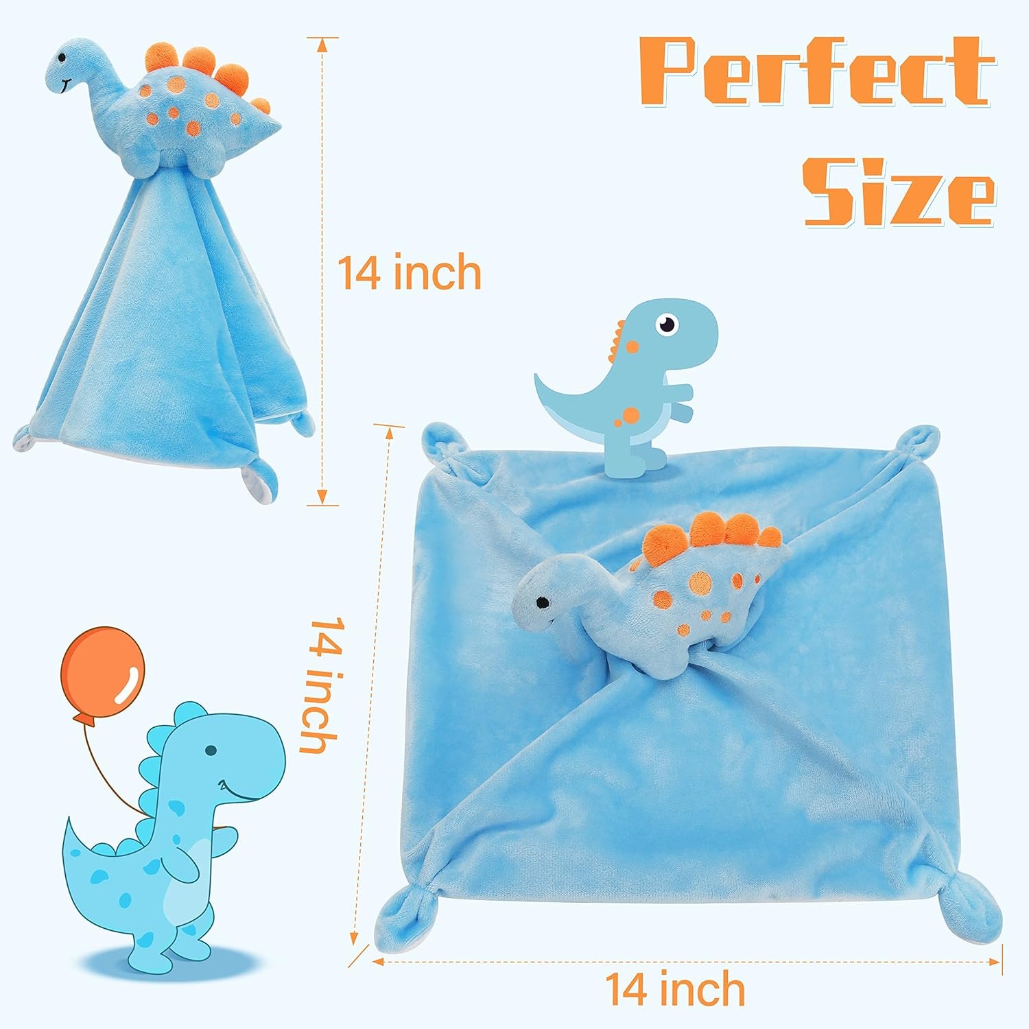 Pro Goleem - Manta de seguridad de elefante, bonita y suave, unisex, regalo de bebé para niños y niñas recién nacidos, manta para acurrucarse, juguete de peluche, color gris, 16 pulgadas - Imagen 33