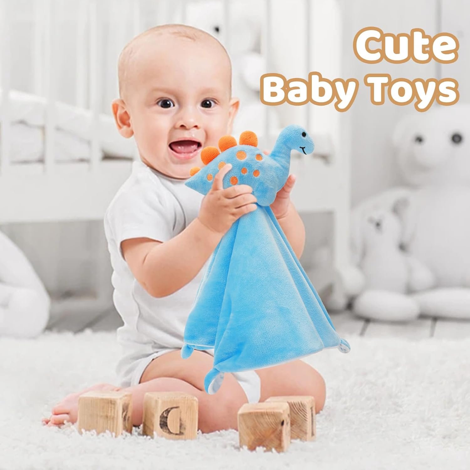 Pro Goleem - Manta de seguridad de elefante, bonita y suave, unisex, regalo de bebé para niños y niñas recién nacidos, manta para acurrucarse, juguete de peluche, color gris, 16 pulgadas - Imagen 36