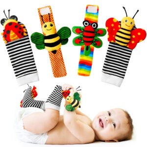 Juguetes para bebés de 0 a 6 meses: sonajeros para bebés de 0 a 6 meses, artículos esenciales para bebés para niños y niñas, juguetes para bebés, sonajeros de muñeca, calcetines de manos y pies
