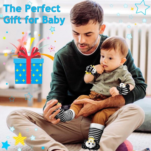 Juguetes para bebés de 0 a 6 meses: sonajeros para bebés de 0 a 6 meses, artículos esenciales para bebés para niños y niñas, juguetes para bebés, sonajeros de muñeca, calcetines de manos y pies - Imagen 13