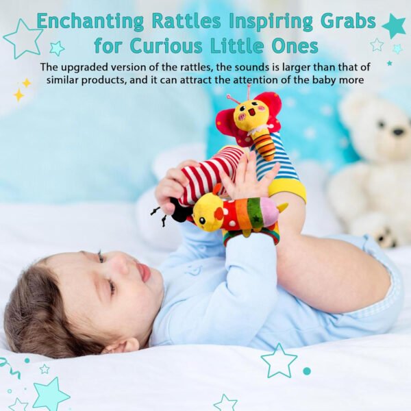 Juguetes para bebés de 0 a 6 meses: sonajeros para bebés de 0 a 6 meses, artículos esenciales para bebés para niños y niñas, juguetes para bebés, sonajeros de muñeca, calcetines de manos y pies - Imagen 17