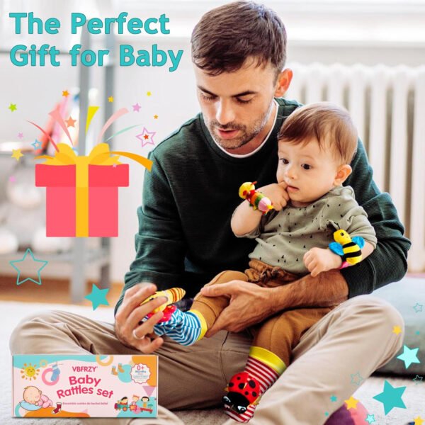 Juguetes para bebés de 0 a 6 meses: sonajeros para bebés de 0 a 6 meses, artículos esenciales para bebés para niños y niñas, juguetes para bebés, sonajeros de muñeca, calcetines de manos y pies - Imagen 21