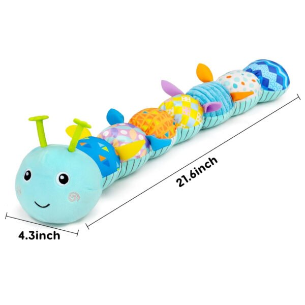 Juguete sensorial para bebé de 0 a 6 meses, animal musical de peluche, oruga, juguete de peluche para bebés de 0 a 3 a 6 meses, tiempo boca abajo con espejo de bebé, sonajero arrugado para asiento de - Imagen 21