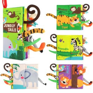 beiens - Libros de tela para bebés, libros táctiles sensoriales para bebés y niños pequeños, juguetes de desarrollo interactivo temprano para cochecitos de niños y niñas