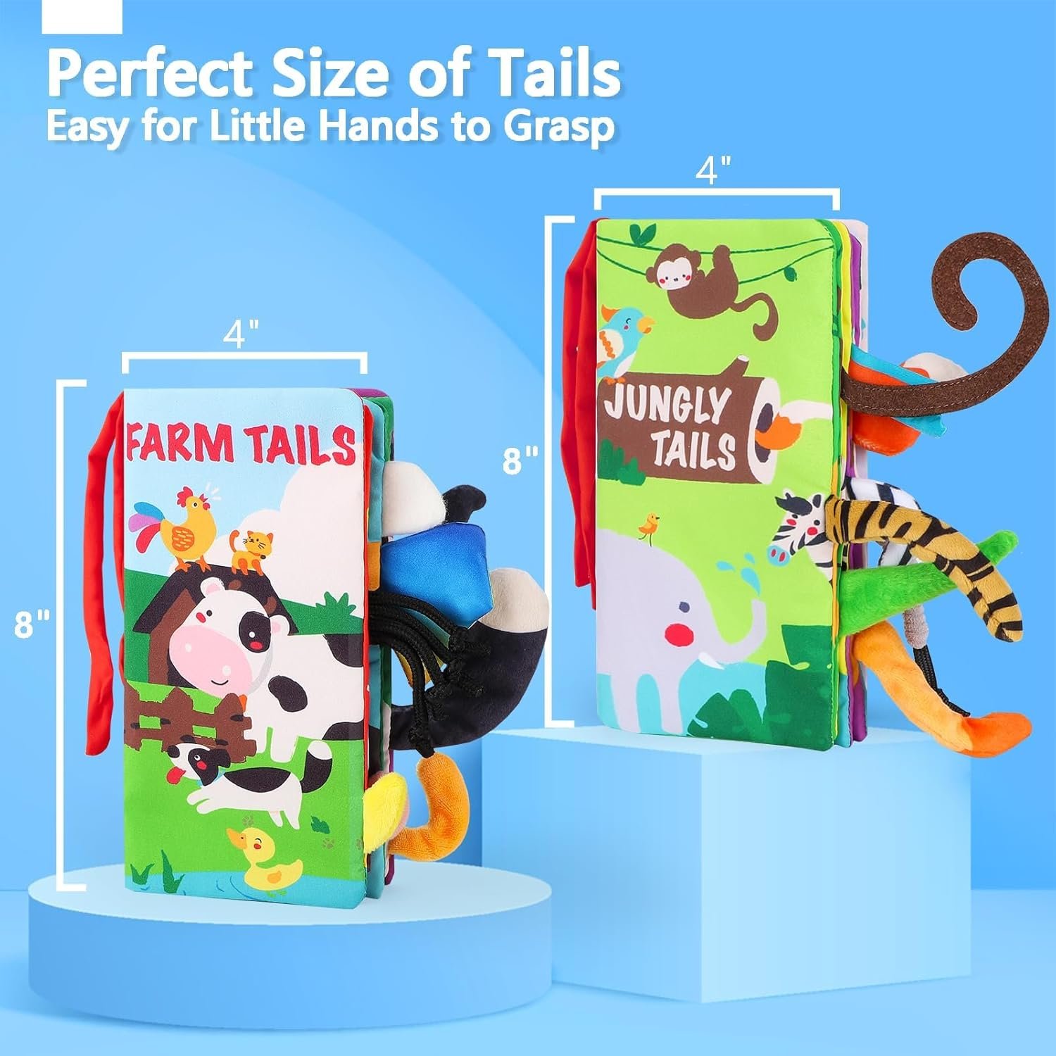 beiens - Libros de tela para bebés, libros táctiles sensoriales para bebés y niños pequeños, juguetes de desarrollo interactivo temprano para cochecitos de niños y niñas - Imagen 24