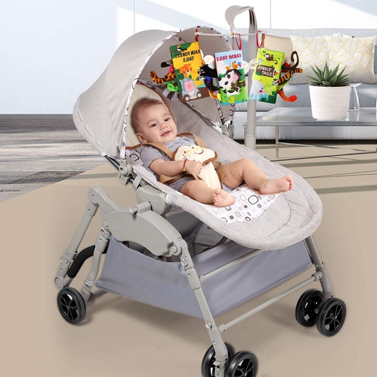 beiens - Libros de tela para bebés, libros táctiles sensoriales para bebés y niños pequeños, juguetes de desarrollo interactivo temprano para cochecitos de niños y niñas - Imagen 37